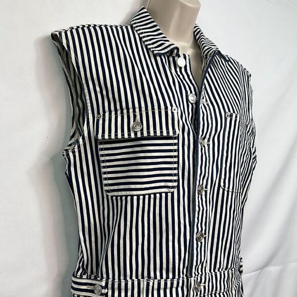 Current Elliott Navy and white denim striped dress size 3 EUC - Picture 5 of 14